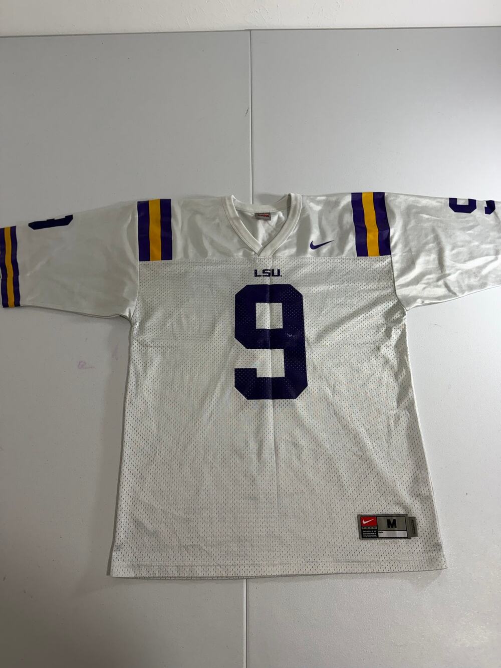 LSU Tigers Nike Team Football Jersey #9 Size M White Purple Gold Authentic